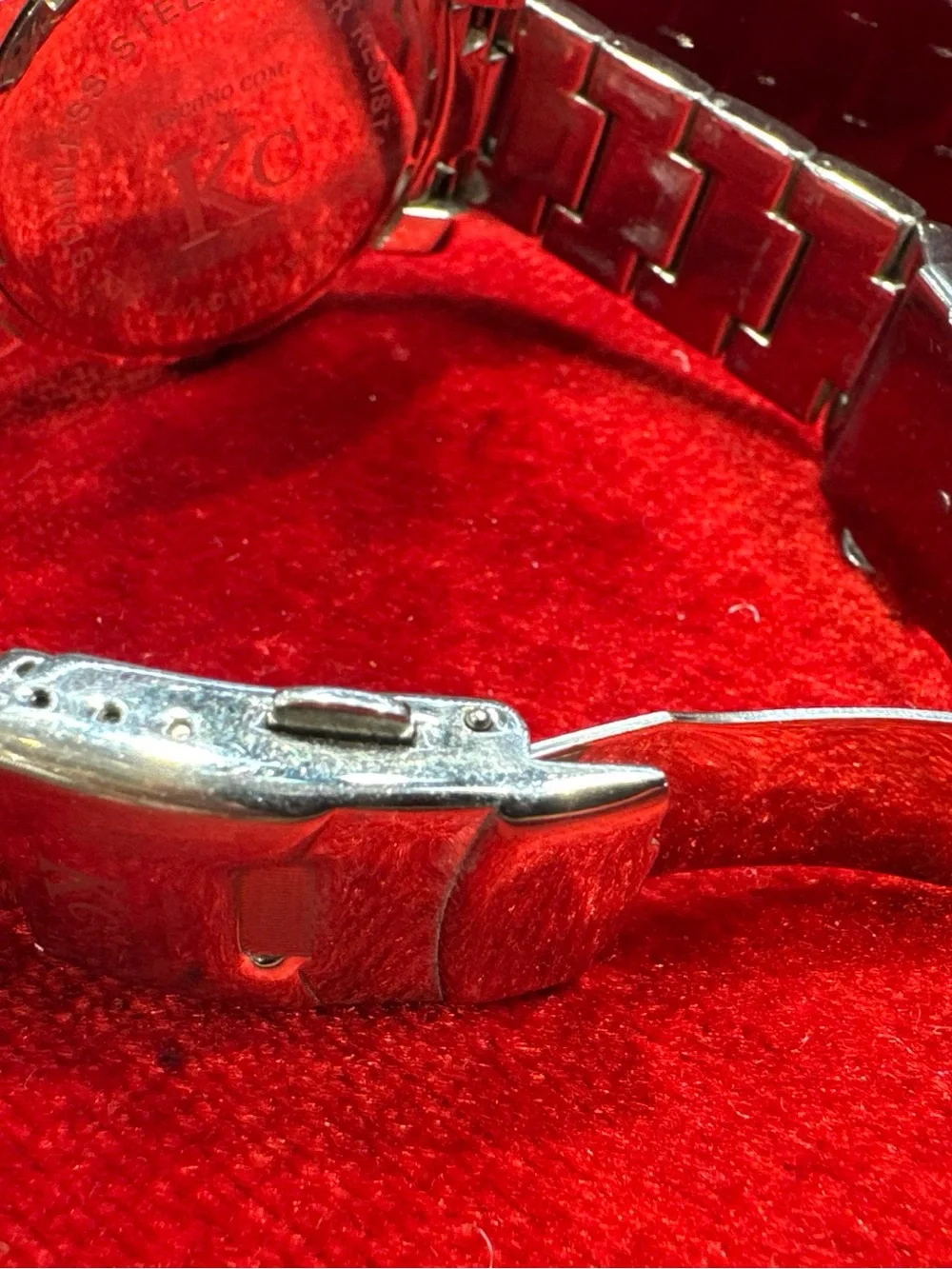 KC Men’s Genuine Diamond Watch Stainless Steel Iced Out Working Pre-Owned